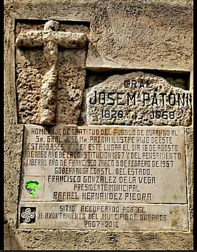 Marker at the site where Jose Maria Patoni was assassinated